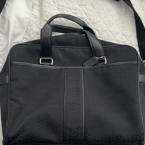 Coach Black Briefcase with Adjustable Strap and Matte Finish